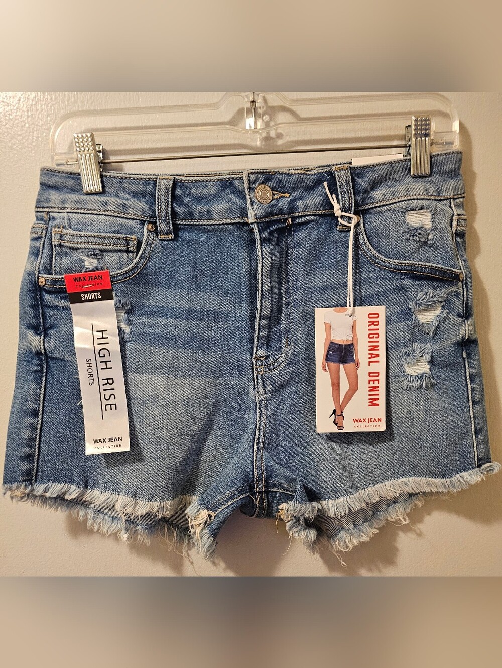 Wax Jean Women's Cut-Off High Rise Shorts Light Wash Distressed Women's Sz 9 NWT